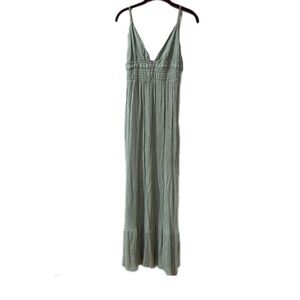 Love Tree Sage Green Sleeveless V-Neck Maxi Dress